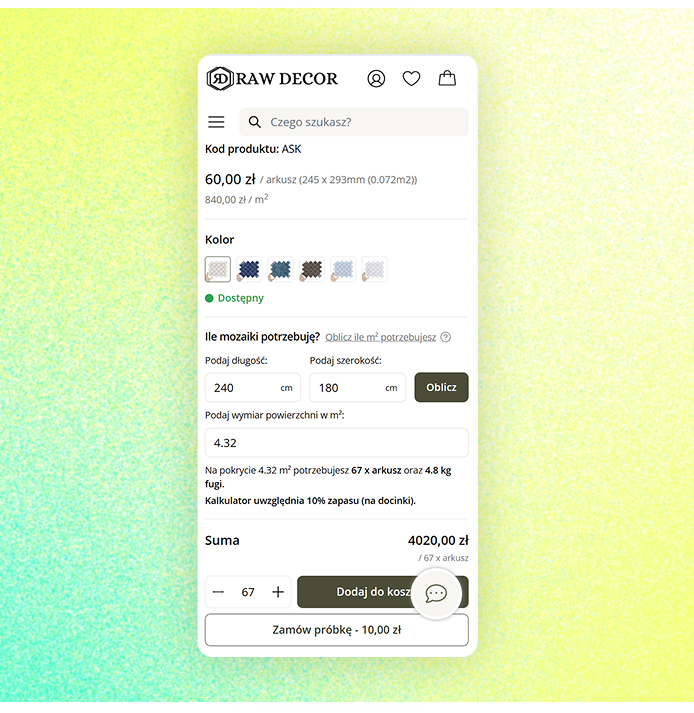 Kalkulator liczby płytek