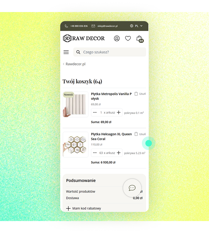 Rozbudowany koszyk i checkout